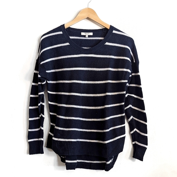 Madewell Chronicle Texture Pullover Sweater in Navy Blue Stripe - Picture 4 of 7